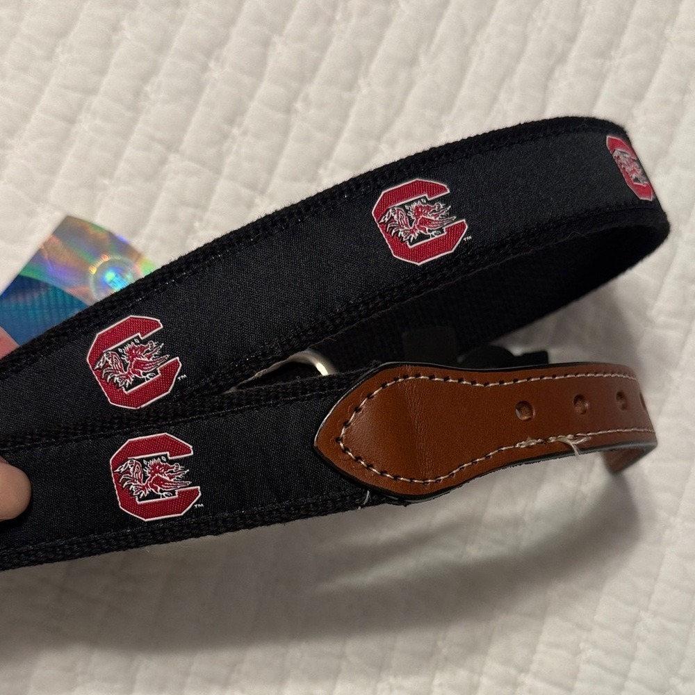Moonshine Spirit USC Gamecocks Black Garnet Canvas Leather Belt 36 NEW